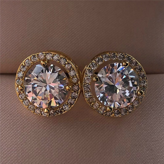 Luxury Crystal Round Stud Earrings