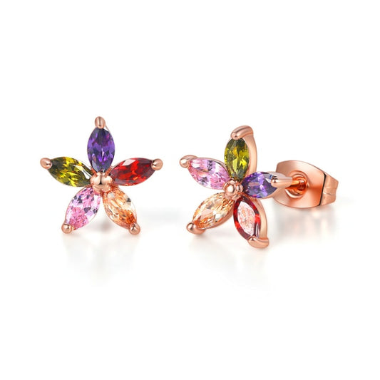 Multicolor Rose Gold Color Stud Earrings