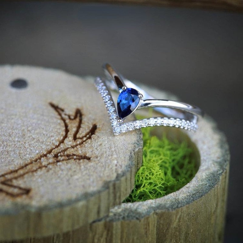 Classic Double Layer Sapphire Ring