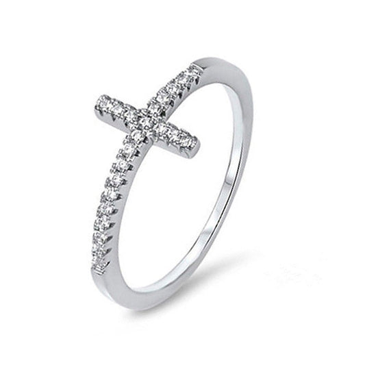 Silver Plated Christian Cross Ring