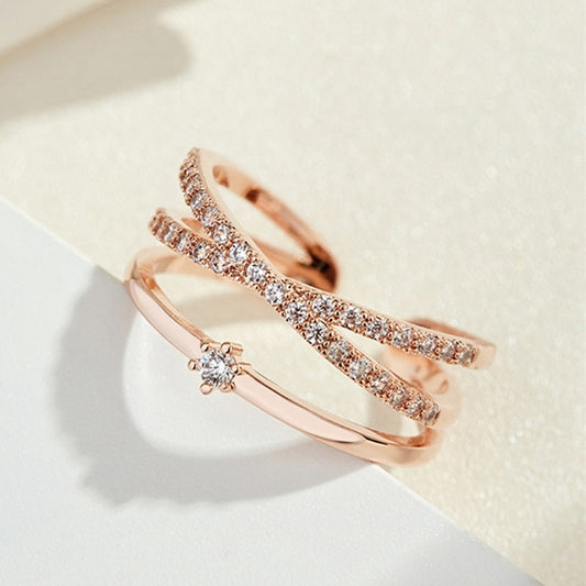 Minimalist Rose Gold Color Cross Ring