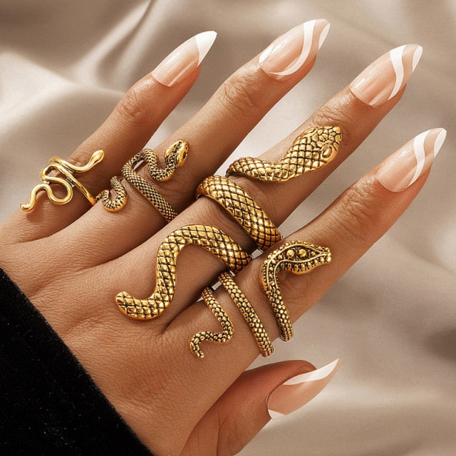 4pcs/set Vintage Snake Rings